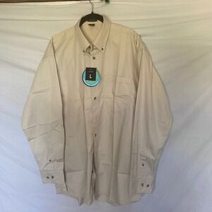 Rivers End Mens Tan Khaki Button Down Shirt Long Sleeve Wrinkle Resistant 735 L